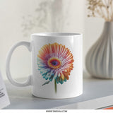 Gerbera Flower Mug, Rainbow Floral Mug, Colorful Flower Gift, Unique Coffee Mug, Gift Idea, Floral Art Mug, Pretty Flower Mug - Tawshia