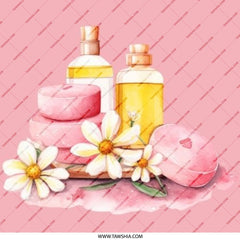 Spa Day Pinback Button, Skincare Soap, Lotion and Daisy Flower Button, Cute Button Pin, Trendy Buttons, Gift for Her, Pink Button Badge - Tawshia