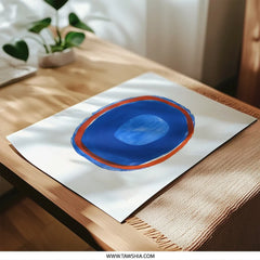 Abstract Oval Art Photographic Prints, Minimalist Blue Red Wall Art, Modern Home Decor, Contemporary Fine Art Print - Tawshia