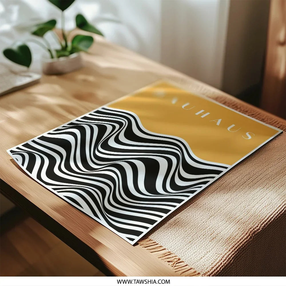 Bauhaus Photographic Print, Minimalist Wall Art, Abstract Waves, Modern Art Print, Graphic Design, Home Decor - Tawshia