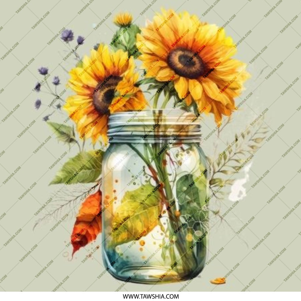 Sunflower Pinback Button, Jar of Sunflowers Button, Floral Pinback Button, Autumn Harvest Pin, Sunflower Lover Gift, Floral Aesthetic - Tawshia