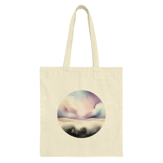 Watercolor Sky Tote Bag, Celestial Landscape Tote, Aesthetic Art Bag, Circular Design Tote, Unique Shopping Bag, Versatile Tote - Tawshia