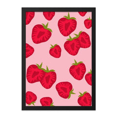 Strawberry Wall Art, Berry Print, Fruit Decor, Kitchen Wall Art, Pink Wall Art, Food Art Print, Modern Art, Funky Decor, Trendy Wall Decor - Tawshia