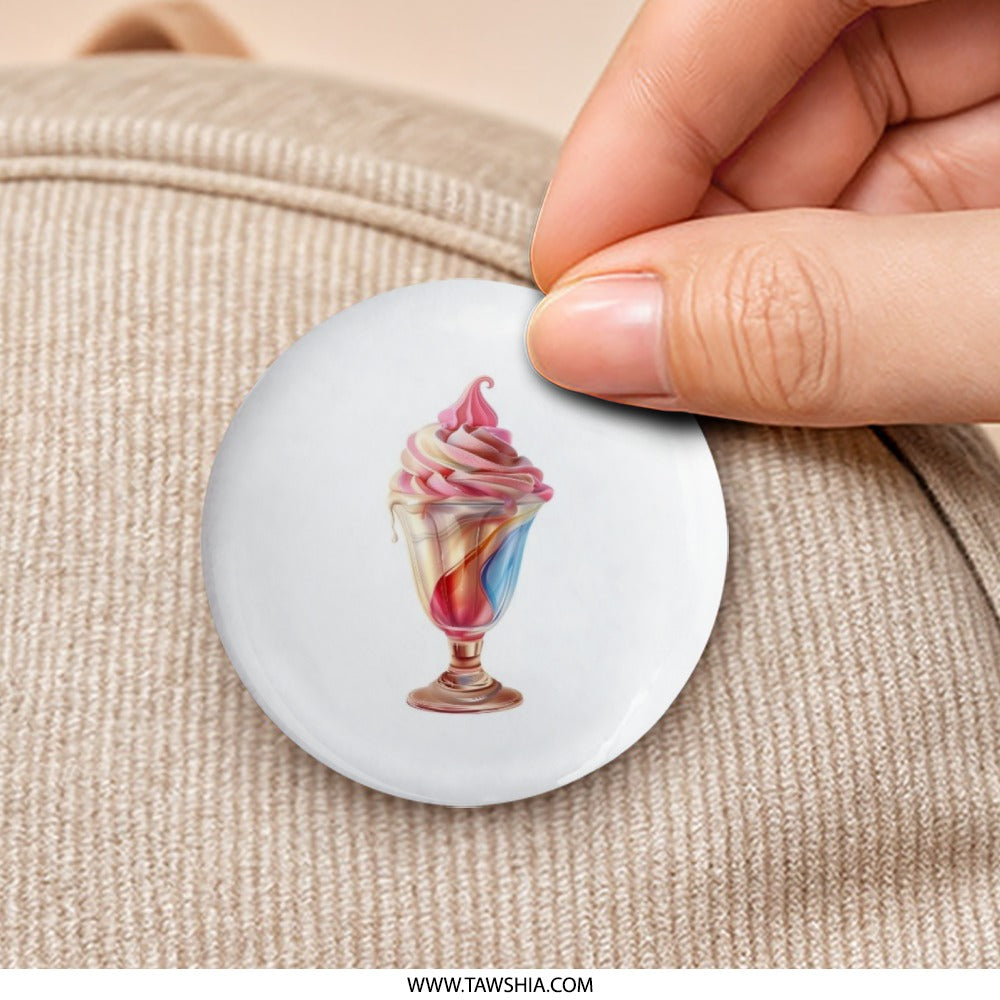 Ice Cream Sundae Pinback Button, Sweet Treat Badge, Cute Food Button, Dessert Lover Gift, Colorful Pin Button, Unique Button, Party Favor - Tawshia