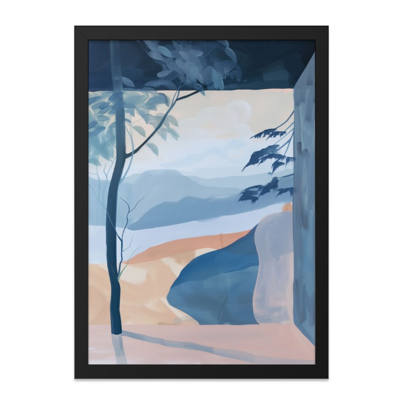 Serene Mountain View Wall Art, Modern Nature Landscape Print, Minimalist Trees Artwork, Peaceful Scenery Poster, Home Decor Gift Idea - Tawshia
