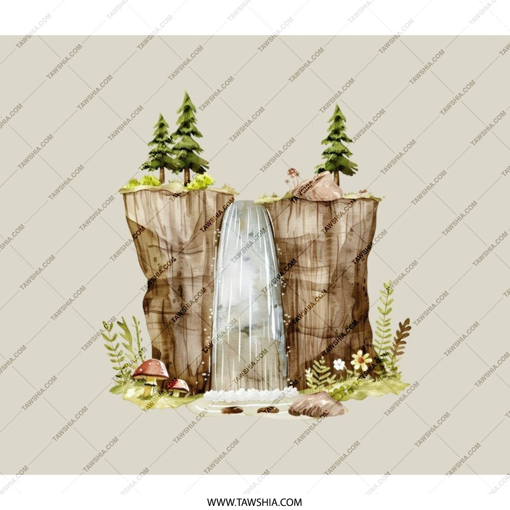 Waterfall BackPack, Nature Inspired Back Pack, Mushroom Landscape BackPack, Adventure BackPack, Hiking BackPack, Unique BackPack for - Tawshia