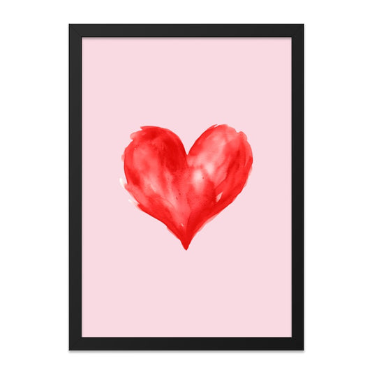 Red Watercolor Heart Wall Art, Love Symbol Print, Valentine's Day Decor, Minimalist Art, Anniversary Gift, Trendy Wall Decor - Tawshia