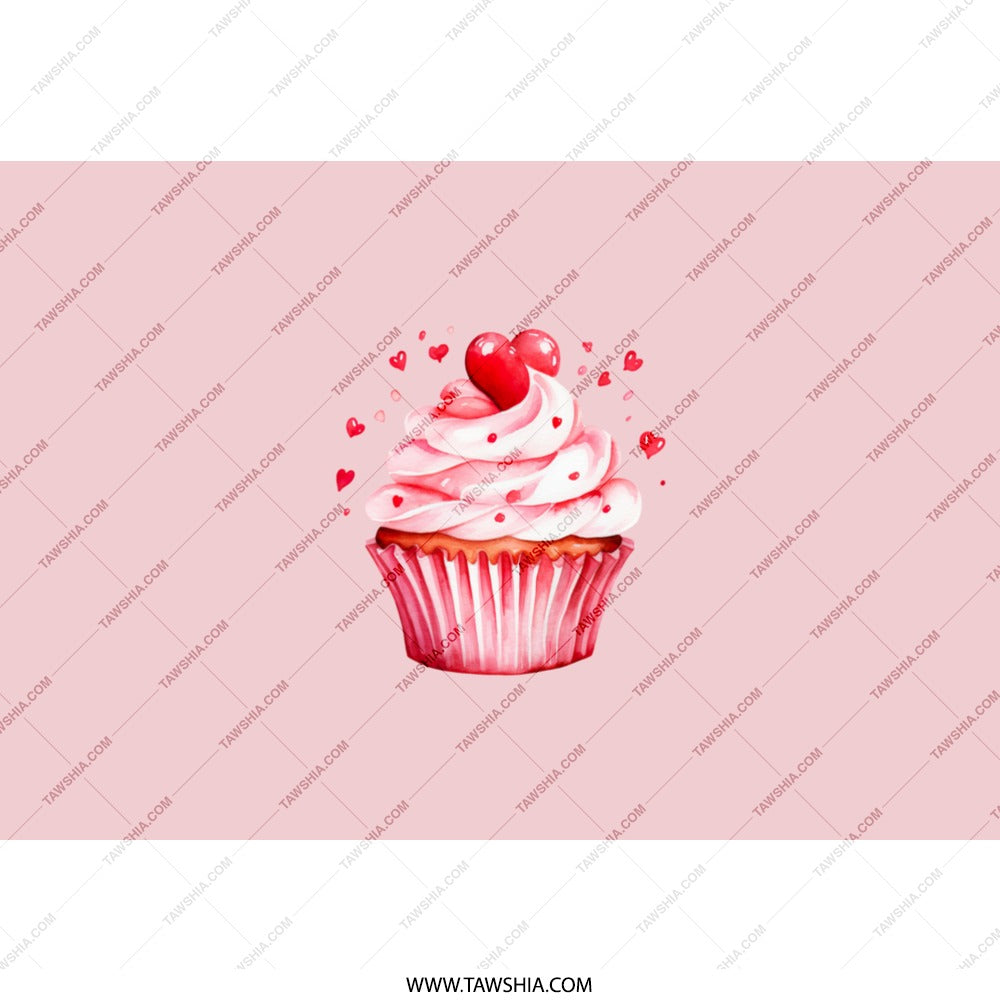 Valentine's Day Tumbler, Cupcake with Hearts, Pink Tumbler, Gift for Her, Cute Tumbler, Valentines Day Gift, Heart Cupcake - Tawshia