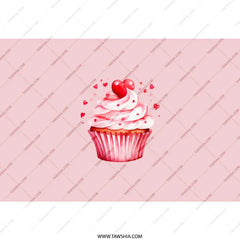 Valentine's Day Tumbler, Cupcake with Hearts, Pink Tumbler, Gift for Her, Cute Tumbler, Valentines Day Gift, Heart Cupcake - Tawshia