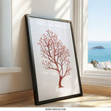 Red Berries Tree Wall Art, Botanical Print, Nature Inspired Decor, Autumnal Artwork, Minimalist Design, Home Decor, Unique Gift Idea - Tawshia