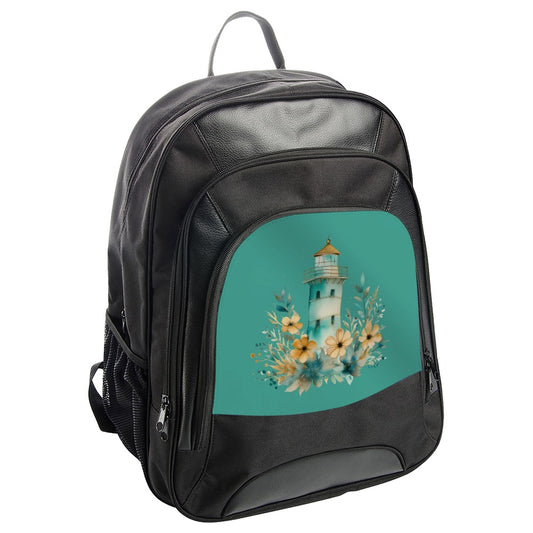 Floral Lighthouse Backpack, Coastal Design Backpack, Beach Lover Gift, Cute Backpack, Lightweight Bookbag, Travel Backpack, Teen Backpack - Tawshia