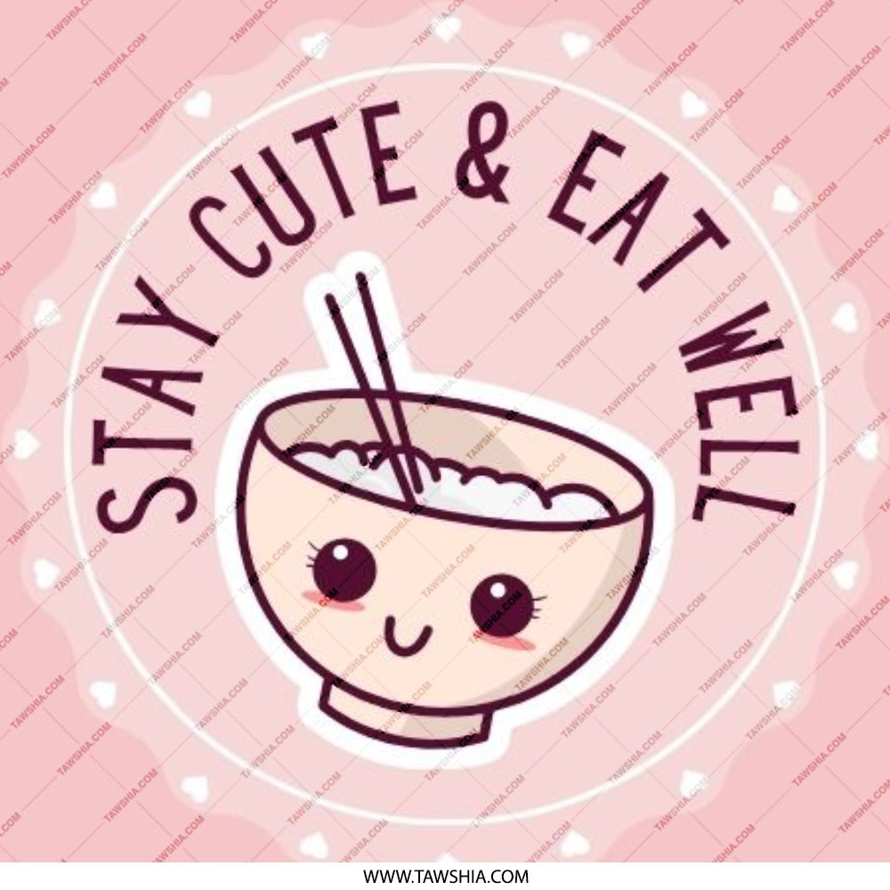 Cute Bowl Pinback Button, Stay Cute and Eat Well, Kawaii Food Pin, Trendy Backpack Pin, Foodie Gift, Positive Affirmation Pin - Tawshia