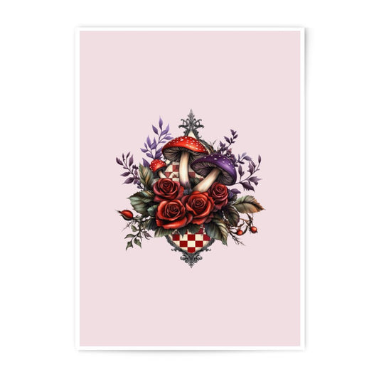Mushroom Roses Photographic Prints, Fantasy Art Print, Floral Artwork, Whimsical Home Decor, Botanical Wall Art, Artistic Prints - Tawshia