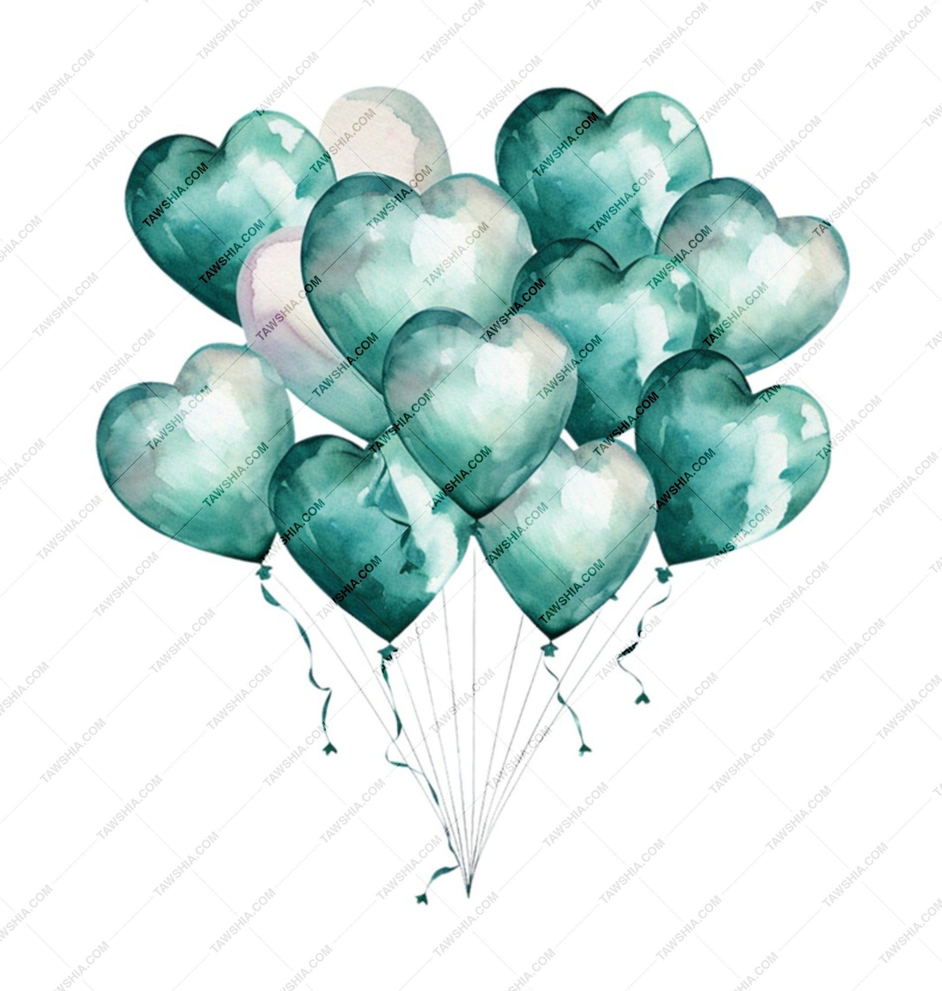 Heart Balloon Mug, Watercolor Balloons Coffee Mug, Teal Balloons Gift, Balloon Mug, Anniversary Mug, Celebration Gift - Tawshia