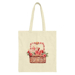 Valentines Tote Bag, Gift Basket Design Tote, Cute Rose Flower Tote Bag, Romantic Gift, Market Bag, Reusable Bag, Unique Totes - Tawshia