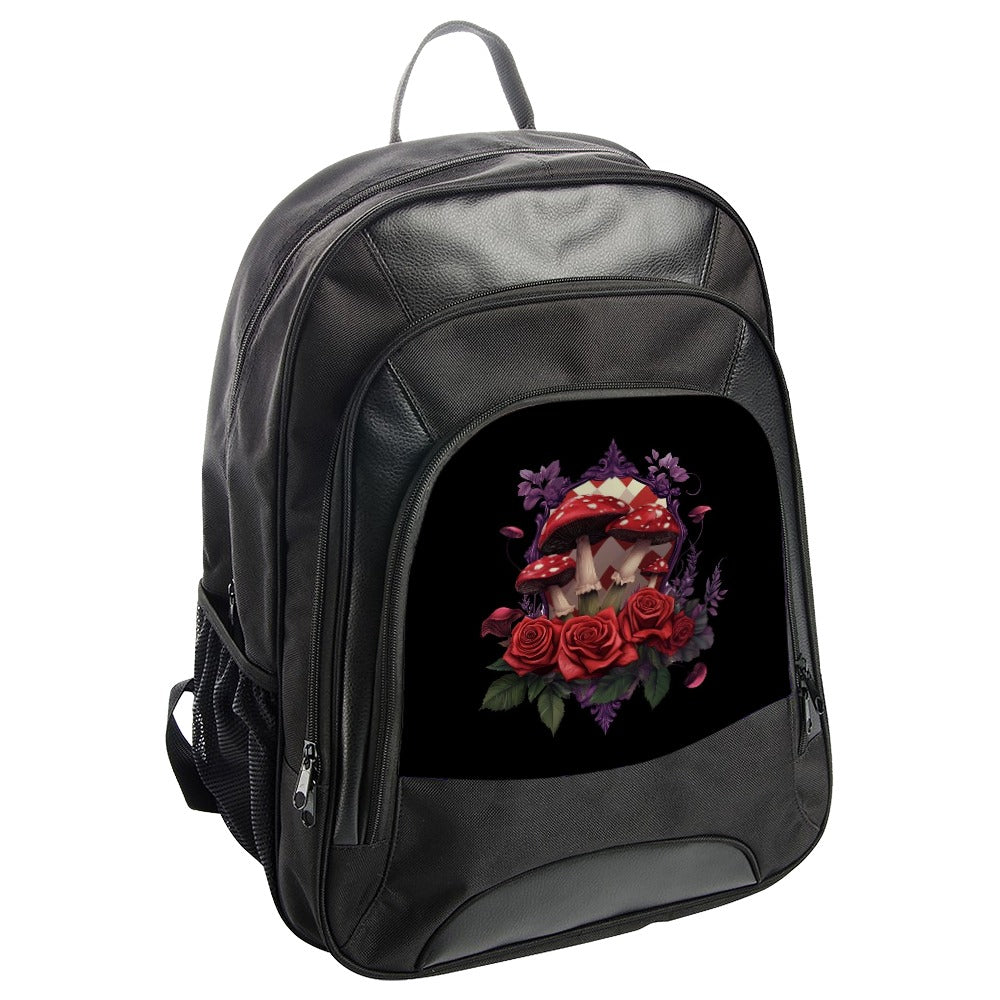 Mushroom and Roses BackPack, Floral Art BackPack, Unique Design BackPack, Nature Inspired BackPack, Gothic Style BackPack, Dark Academia - Tawshia