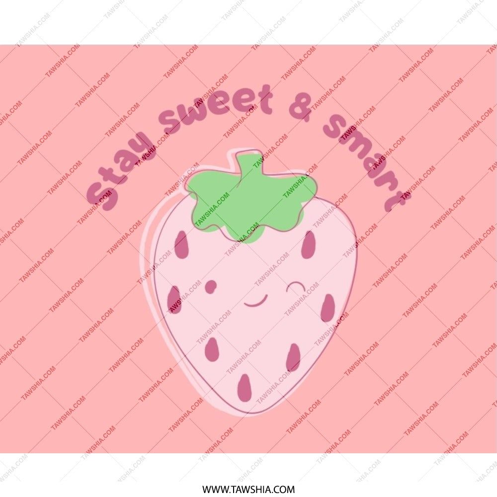 Strawberry Mouse Pad, Stay Sweet and Smart, Cute Kawaii Desk Decor, Pink Aesthetic, Office Accessories, Back to School, Computer Accessories - Tawshia
