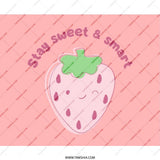 Strawberry Mouse Pad, Stay Sweet and Smart, Cute Kawaii Desk Decor, Pink Aesthetic, Office Accessories, Back to School, Computer Accessories - Tawshia