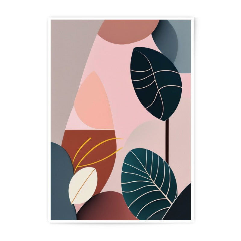 Abstract Leaf Photographic Print, Botanical Wall Art, Modern Art Print, Geometric Leaves, Pastel Colors Print, Home Decor - Tawshia