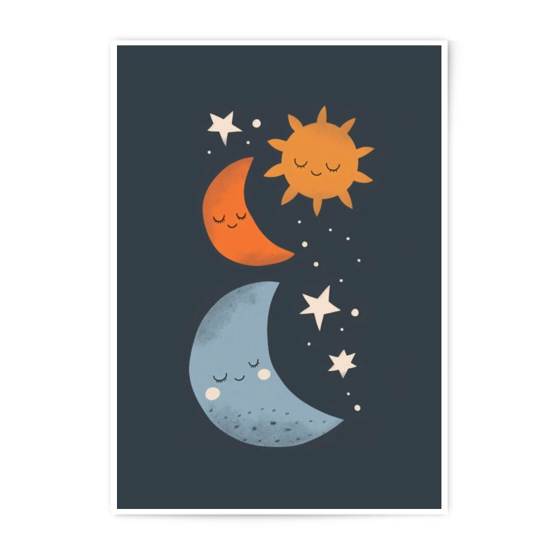 Sun Moon Stars Art Photographic Print, Nursery Wall Decor, Celestial Art, Kids Room Art Print, Whimsical Art, Baby Shower Gift - Tawshia