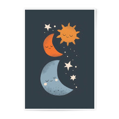 Sun Moon Stars Art Photographic Print, Nursery Wall Decor, Celestial Art, Kids Room Art Print, Whimsical Art, Baby Shower Gift - Tawshia