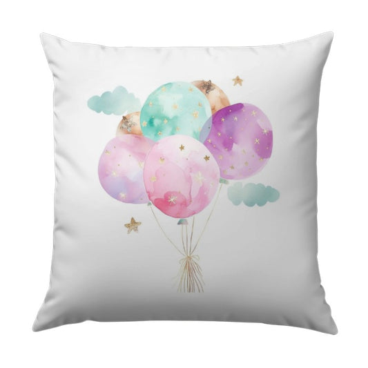 Watercolor Balloons Pillow, Stars and Clouds Throw Pillow, Nursery Decor Pillow, Cute Kids Pillow, Birthday Party Decor Pillow - Tawshia