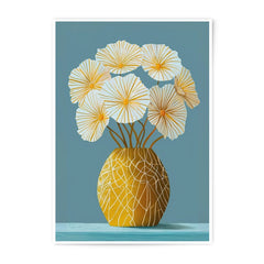 White Flowers Photographic Print, Yellow Vase Wall Art, Floral Illustration Still Life Photography, Botanical Home Decor Art Print - Tawshia
