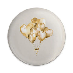 Heart Balloons Pinback, Gold Balloon Art Pin, Cute Balloon Heart Gift, Party Favor Pinback, Trendy Badge, Heart Balloon Button, Heart Pin - Tawshia