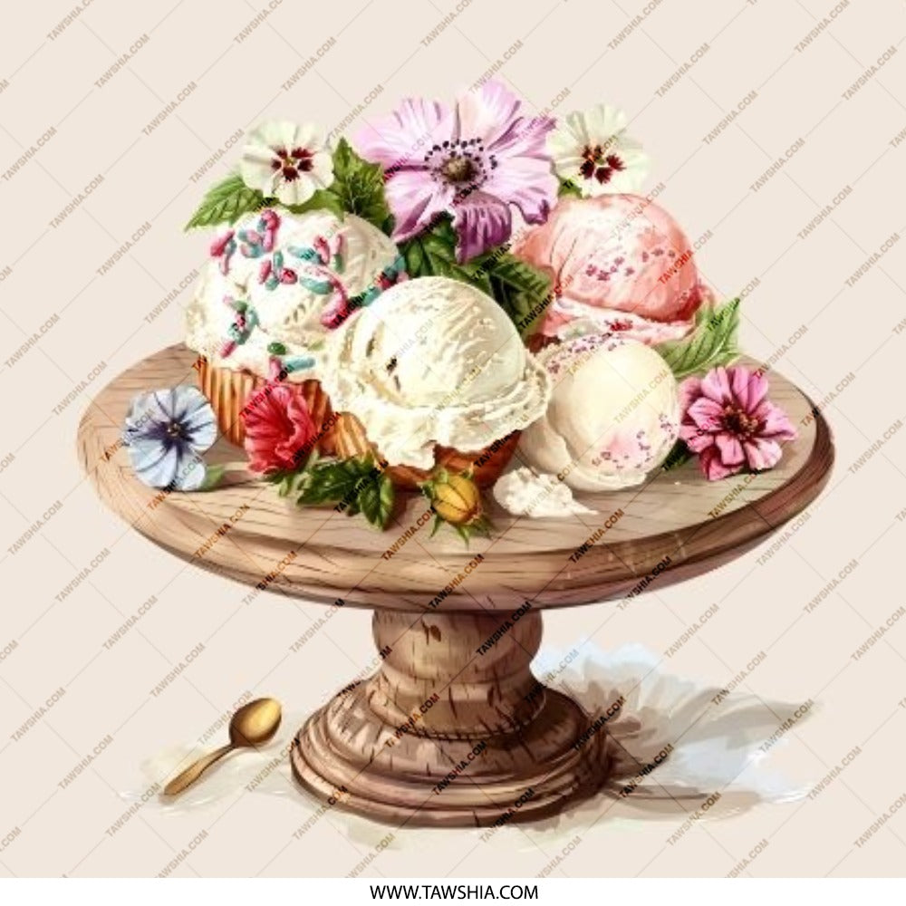 Ice Cream Pinback Button, Floral Button, Dessert Badge, Food Button, Cute Button, Unique Accessories, Ice Cream Lover, Button Collection - Tawshia