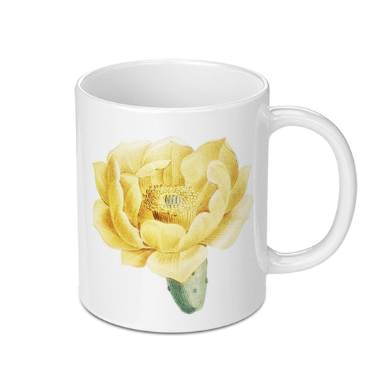 Prickly Pear Cactus Flower Mug, Floral Coffee Cup, Botanical Art Mug, Desert Flower Mug, Plant Lover Gift, Unique Mug, Gift for Her - Tawshia