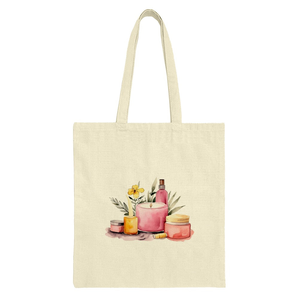 Spa Day Tote Bag, Watercolor Style Tote Bag, Self Care Tote, Candle Bag, Beauty Theme Bag, Aesthetic Tote Bag, Shopping Tote Bag - Tawshia