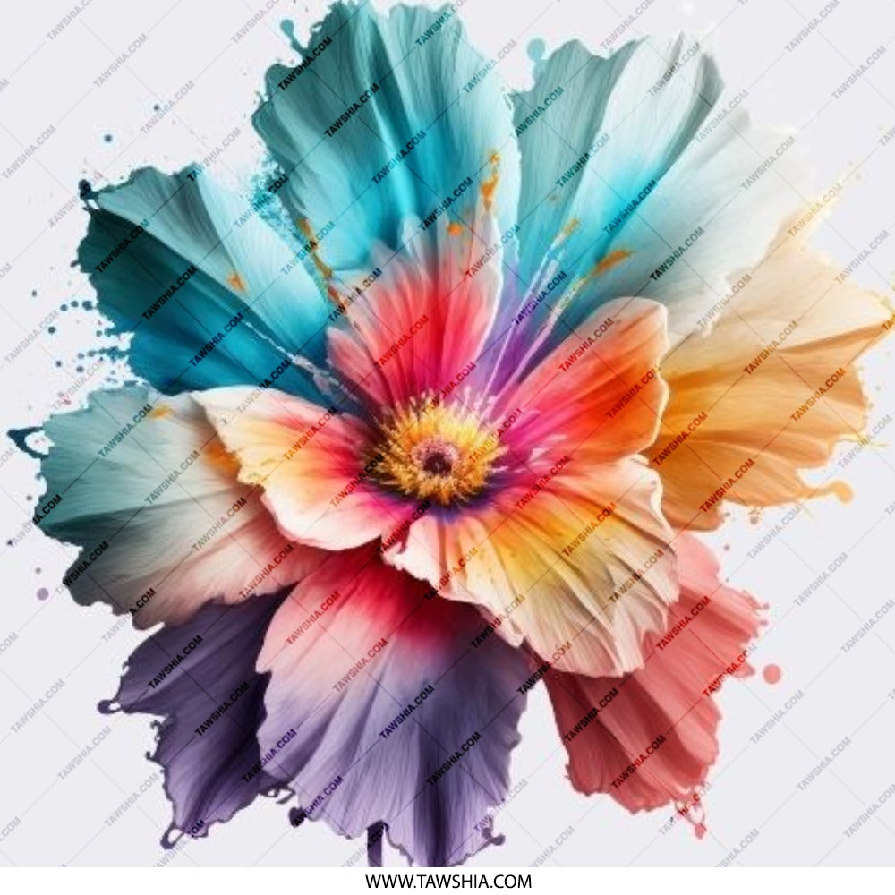 Colorful Flower Pinback Button, Floral Art Badge, Artistic Flower Design Pin, Expressive Flower Button, Unique Floral Pin Button - Tawshia