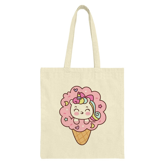 Kawaii Unicorn Ice Cream Tote Bag, Cute Pastel Unicorn Design, Unique Gift for Unicorn Lovers, Everyday Tote - Tawshia