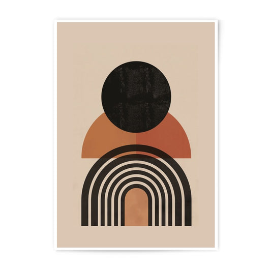 Abstract Geometric Photographic Print, Modern Wall Art, Circle and Rainbow Art Print, Boho Home Decor, Minimalist Art, Neutral Color Scheme - Tawshia