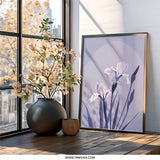 Iris Flower Wall Art, Floral Home Decor, Botanical Print, Purple Iris, Minimalist Art, Modern Wall Hanging, Nature Inspired Gift - Tawshia
