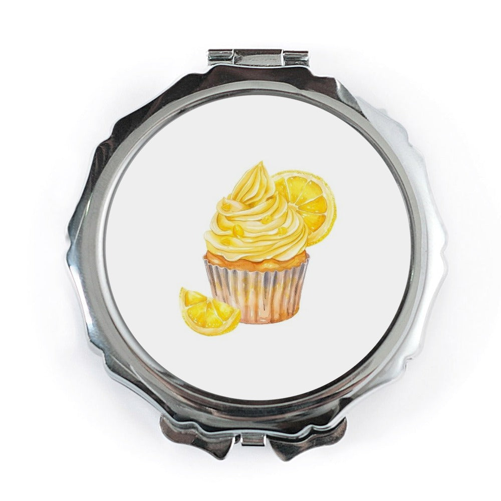 Lemon Cupcake Pocket Mirror, Cute Foodie Accessory, Makeup Mirror, Purse Mirror, Gift for Baker, Sweet Treat, Delicious Cupcake - Tawshia
