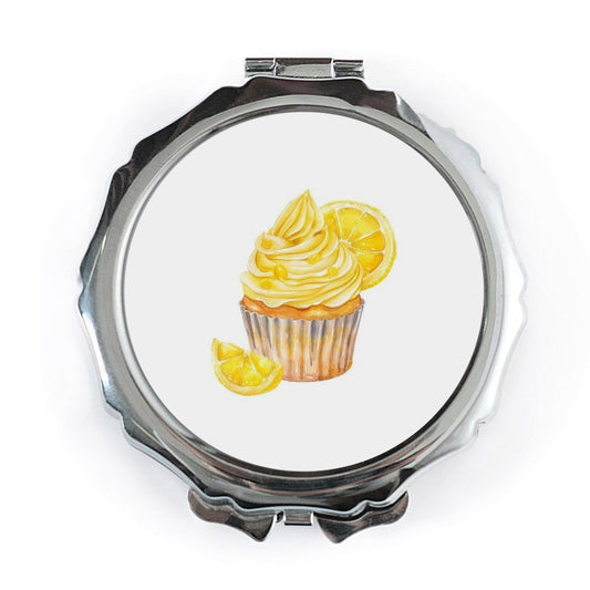 Lemon Cupcake Pocket Mirror, Cute Foodie Accessory, Makeup Mirror, Purse Mirror, Gift for Baker, Sweet Treat, Delicious Cupcake - Tawshia