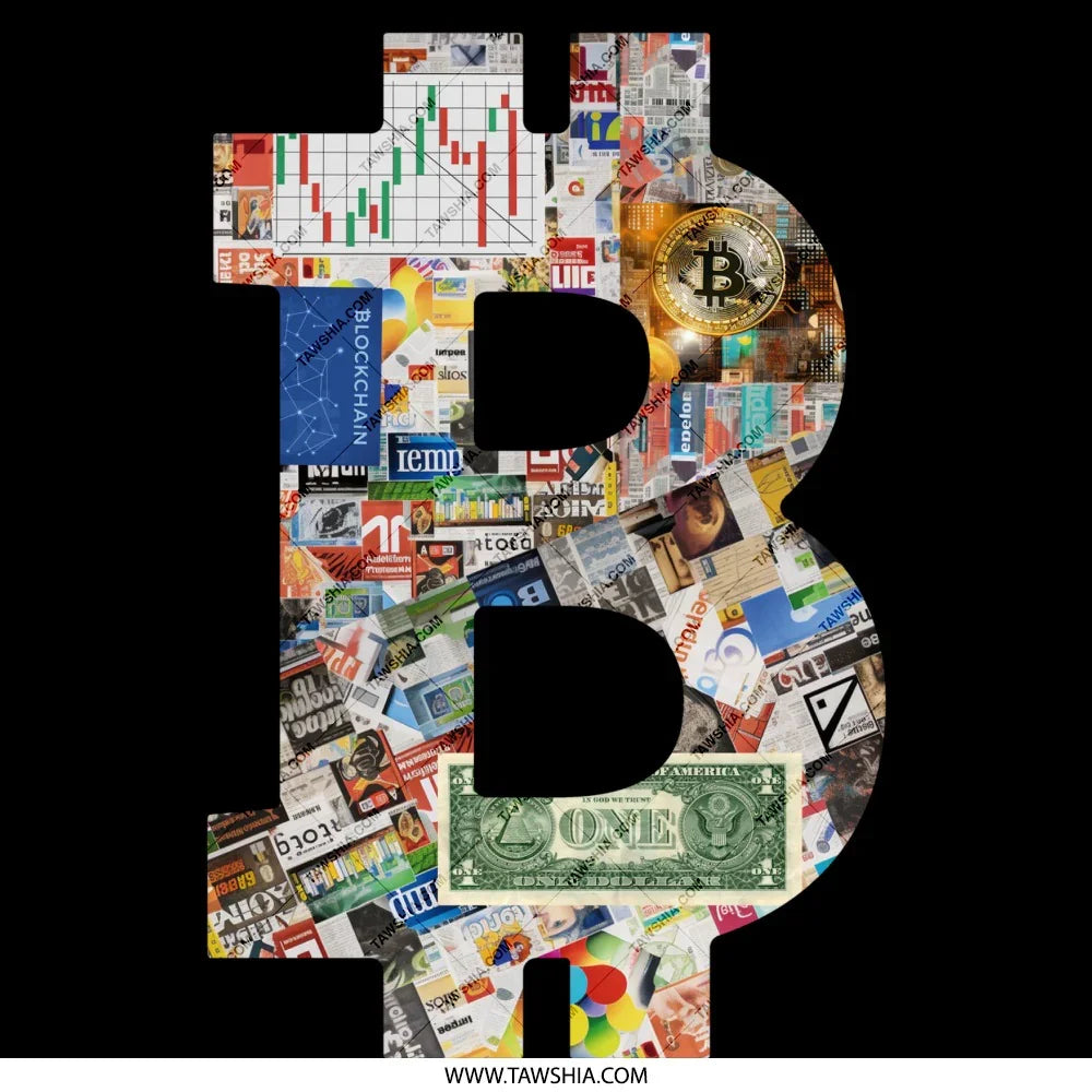 Vibrant Cryptocurrency Collage Art for Homes Unique product