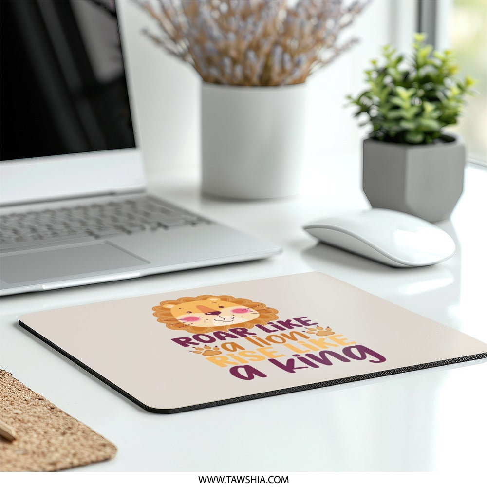 Roar Like a Lion Mouse Pad, Rise Like a King Cute Animal, Motivational Office Decor, Inspirational Quote Mousepad, Desk Accessories - Tawshia