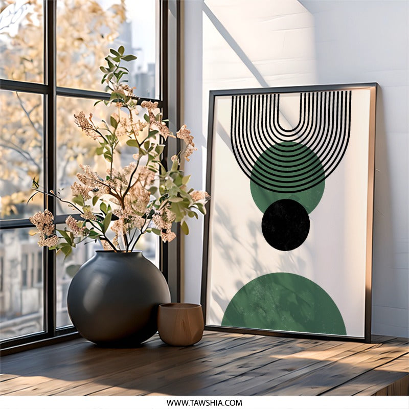 Abstract Geometric Wall Art, Modern Shapes Print, Arches Circles Art, Minimalist Home Decor, Contemporary Wall Decor, Trendy Aesthetic Art - Tawshia