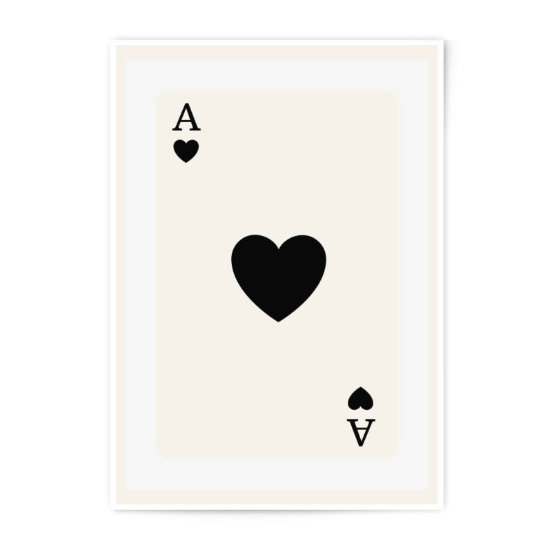 Ace of Hearts Photographic Print, Minimalist Wall Art, Playing Card Art, Game Room Decor, Modern Art Print, Card Player Gift - Tawshia