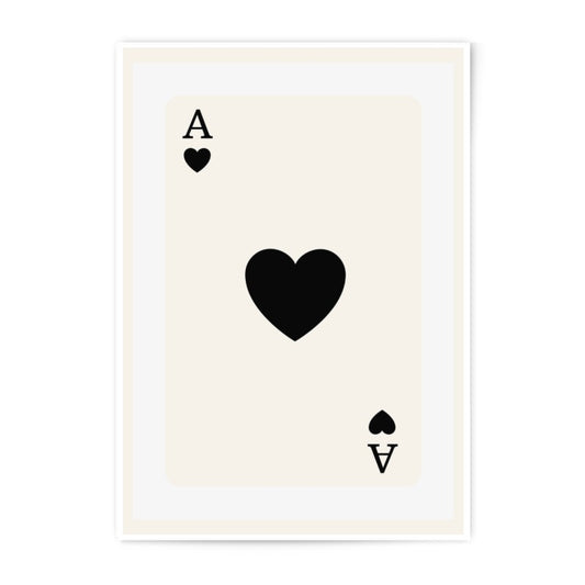 Ace of Hearts Photographic Print, Minimalist Wall Art, Playing Card Art, Game Room Decor, Modern Art Print, Card Player Gift - Tawshia