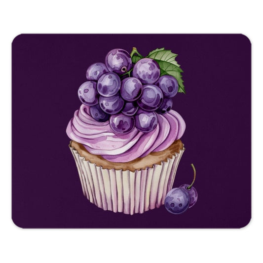 Grape Cupcake Mouse Pad, Watercolor Food Art, Purple Decor, Cute Desk Accessory, Office Gift, Stylish Mousepad, Home Office Decor - Tawshia