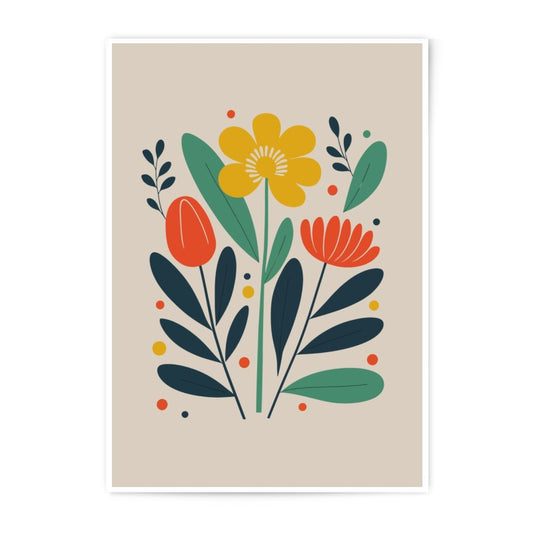 Floral Photographic Print, Retro Flower Art, Botanical Illustration, Home Decor, Flower Print, Plant Art, Wall Art, Retro Style - Tawshia