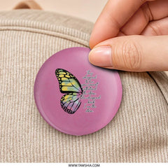 Butterfly Quote Pinback Button, Inspirational I Am The Storm Badge, Motivational Gift, Cute Trendy Pink Accessory, Positive Vibes Pin - Tawshia