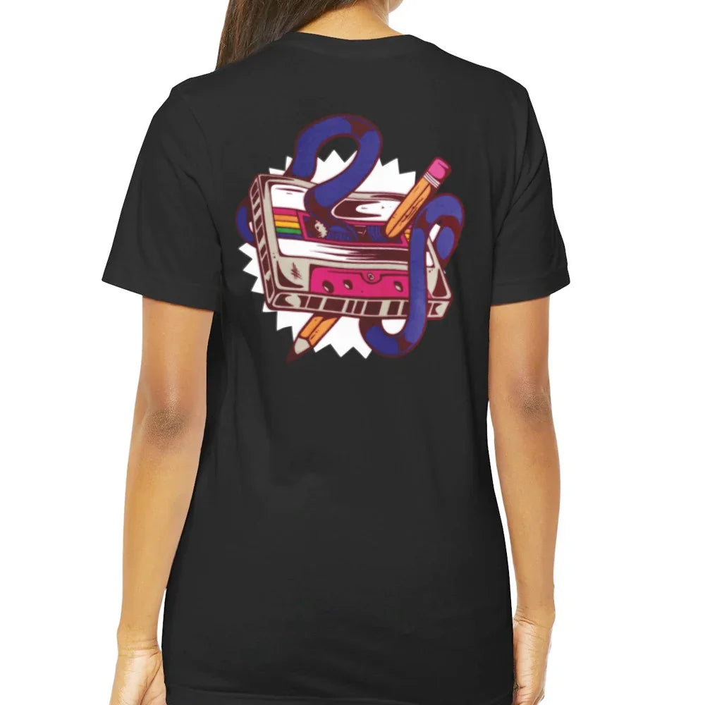 Retro Cassette Tape and Pencil Graphic T-shirt product