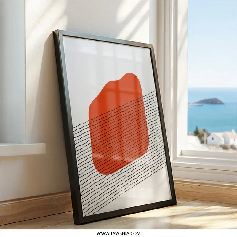 Abstract Orange Wall Art, Minimalist Geometric Print, Contemporary Art, Modern Home Decor, Living Room Art, Unique Wall Decor - Tawshia