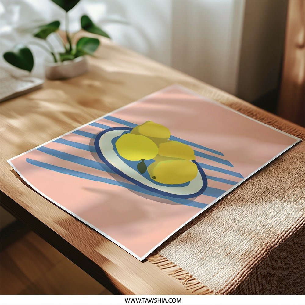 Lemon Still Life Photographic Print, Citrus Art Print, Kitchen Wall Art, Fruit Photography, Colorful Food Art, Modern Home Decor - Tawshia