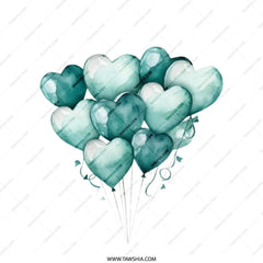 Heart Balloons Tote Bag, Teal Love Hearts, Valentine's Day Gift, Everyday Bag, Cute Design, Stylish Tote, Market Bag, Gift For Her - Tawshia