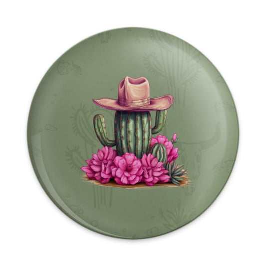 Cactus Pinback Button, Cowboy Hat, Desert Flower Pin, Western Style, Cute Novelty Badge, Trendy Accessories, Gift for Plant Lovers - Tawshia